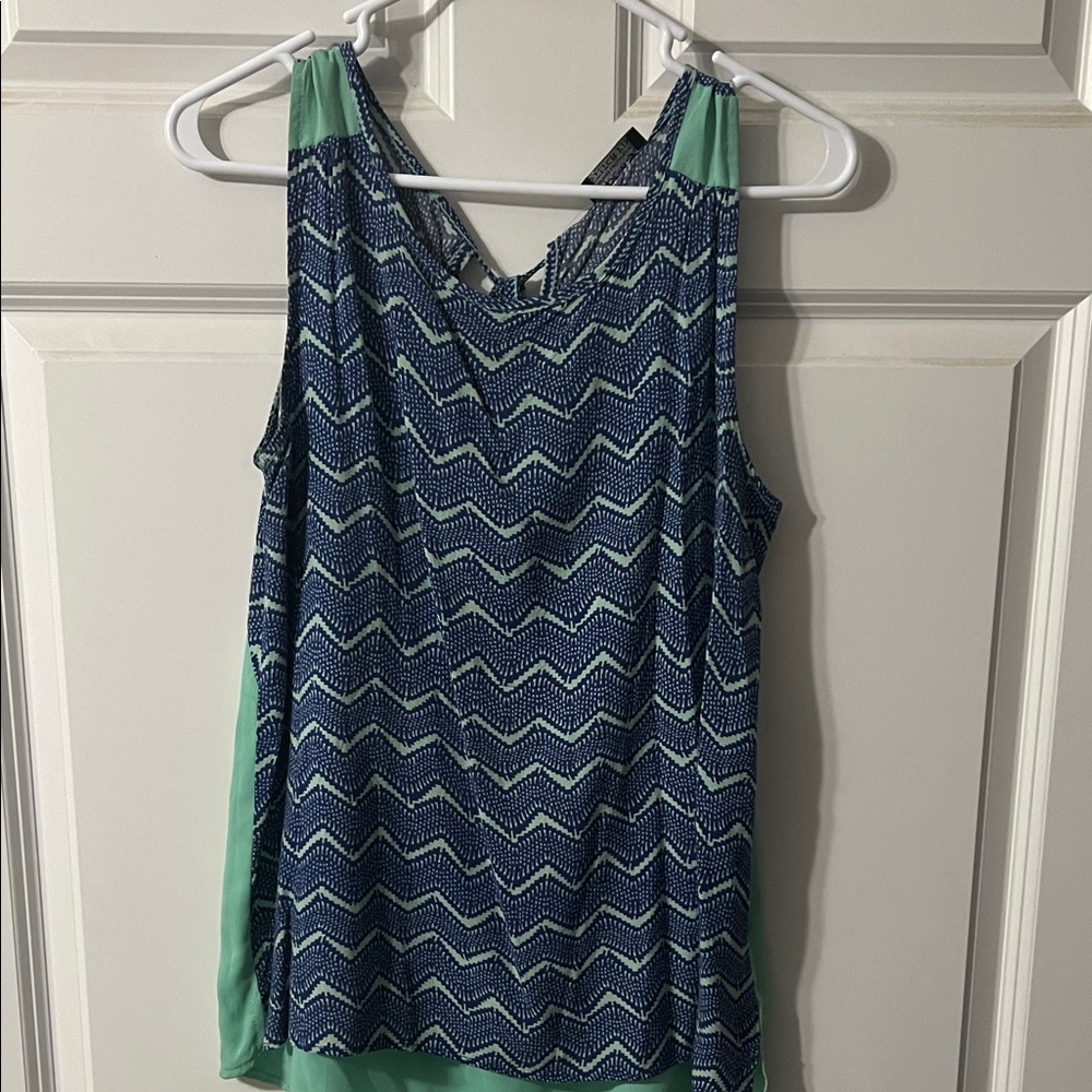 Papermoon Blue and Green Chevron Tank Top